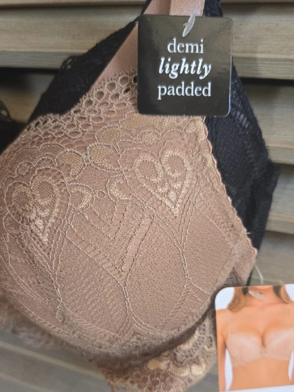 Rene Rofe Two-Tone Lace Underwire Bra - Brown & Black - Picture 3 of 13